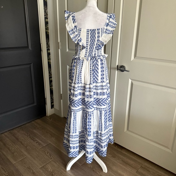 Kings Road Blue and White Patterned Linen Sundress Size S - Picture 4 of 7
